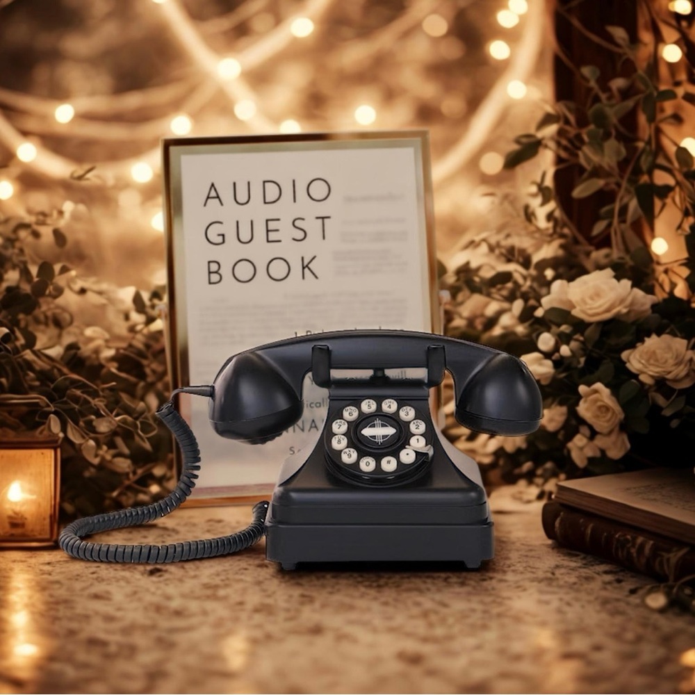 NEW Audio Guestbook Wedding Phone Vintage Style Black Modern Audio Guest Book